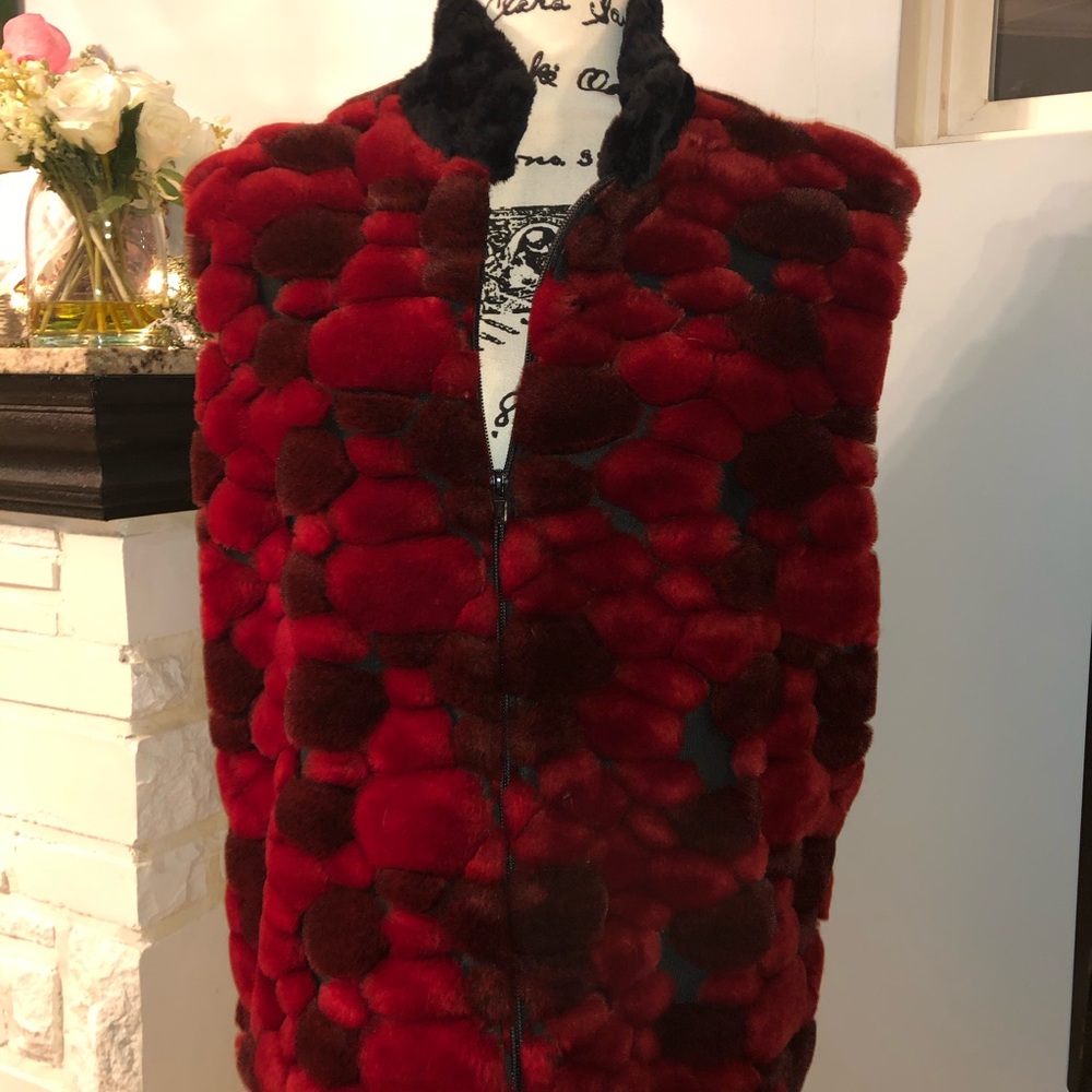 Red Faux Fur Vest